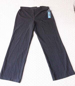 NWT Haggar Pants Womens Black Straight Leg Polyester Rayon Stretch Size 18